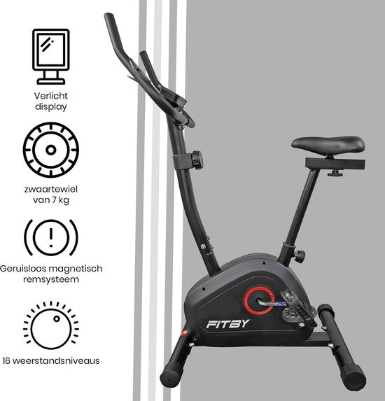 Fitby Hometrainer - Hometrainer Fiets - Hometrainers Fitness - 8 weerstandniveaus - Met hartslagfunctie - 100 KG - Zwart