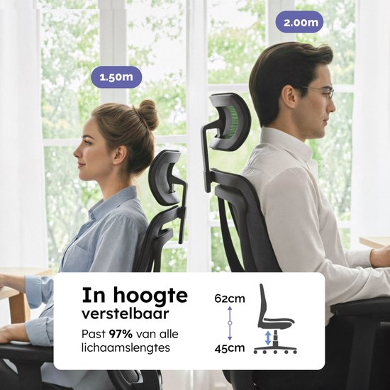 Roveo Ergonomische Bureaustoel - Office Gaming Chair - Volwassenen Game Stoel - Gamestoel - Zwart