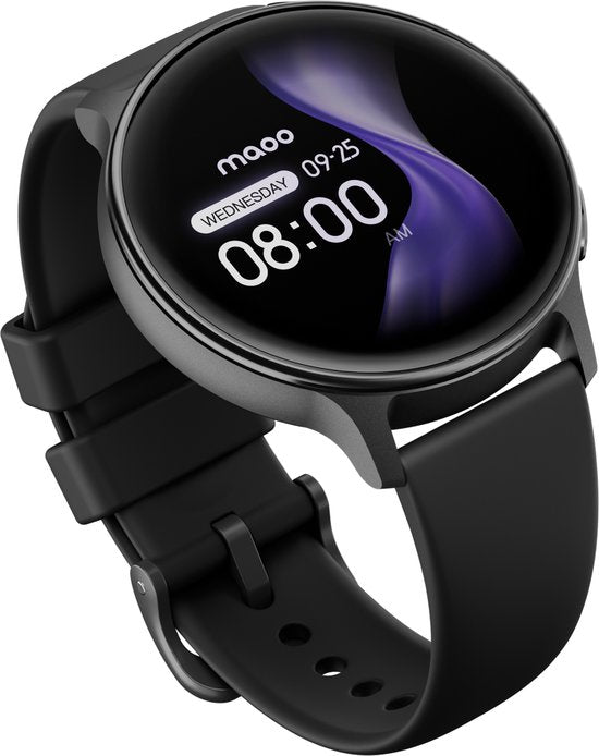 Maoo Ventura 2 - GPS Smartwatch Dames - AMOLED - Siliconen, Leren en Sportbandje - Stappenteller - Hartslagmeter - Slaapmonitor - Belfunctie - AOD - Multisport - Geschikt voor Android en iOS - Zwart