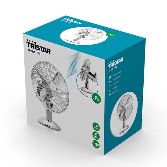 Tristar VE-5953 Tafelventilator Chroom - Diameter 30 cm - Drie snelheden