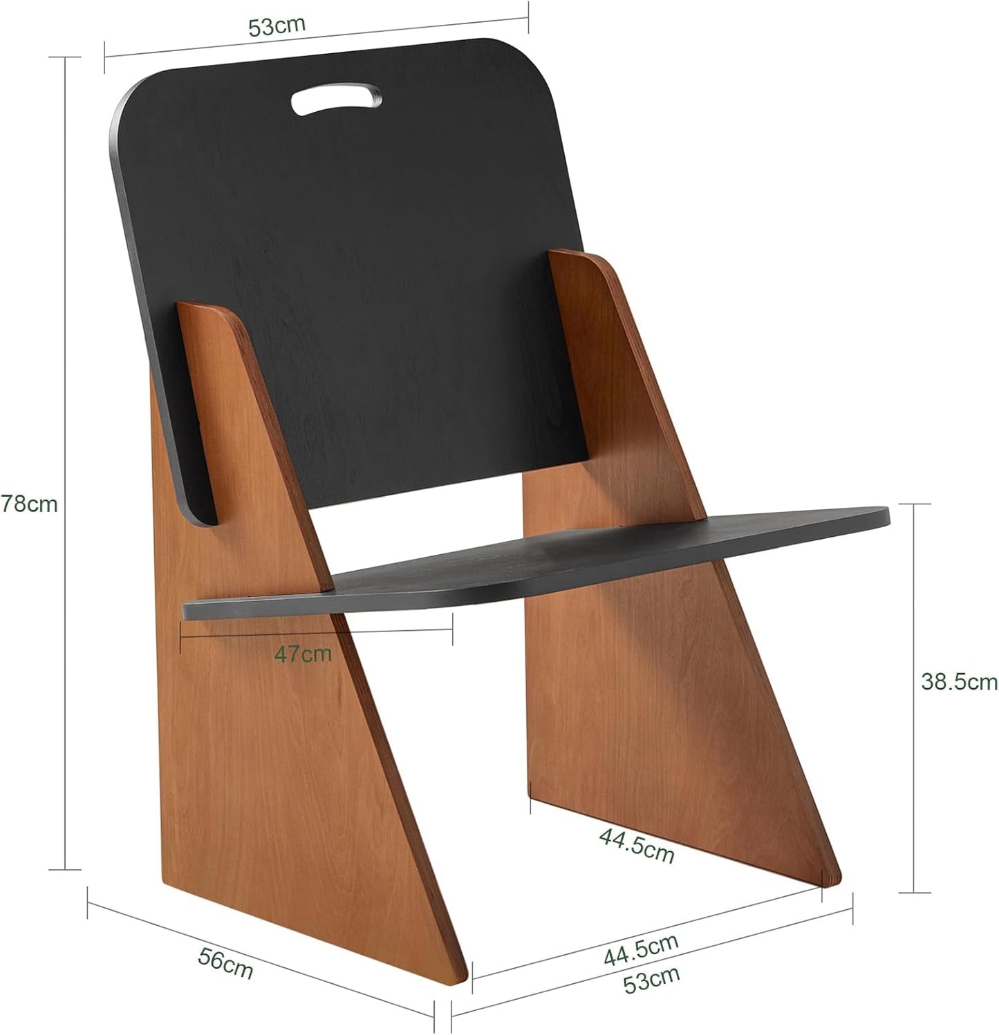 SoBuy Eetkamerstoel met Rugleuning - Zwart - 53 x 56 x 78 cm
