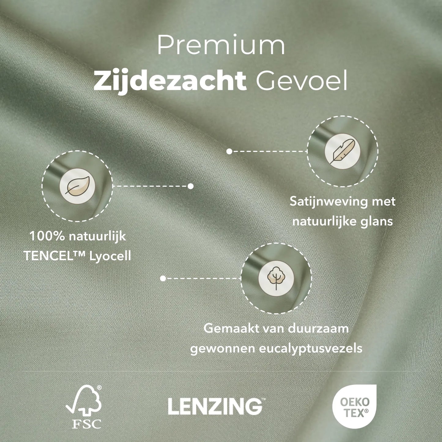 Sjumo Hoeslaken Tencel™ Sateen - 160x200 cm - Sage Green