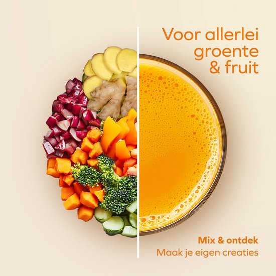 KitchenBrothers Slowjuicer - Mini Juicer - Groenten en Fruitpers - 40 mm en 50 mm invoer - 400 ml - Rood