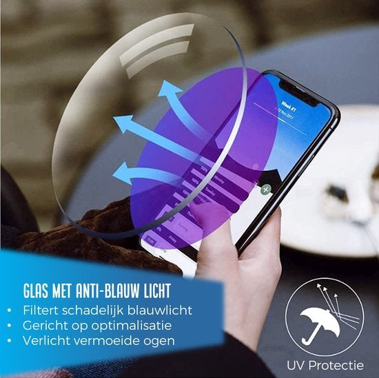 Shine Anti blauw Licht Computerbril 1.00 - Multifocale Beeldschermbril - Leesbril Voor Dames en Heren - Incl Accessoires
