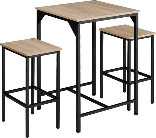 tectake - Bartafelset Inverness industrieel lichtbruin - 404363