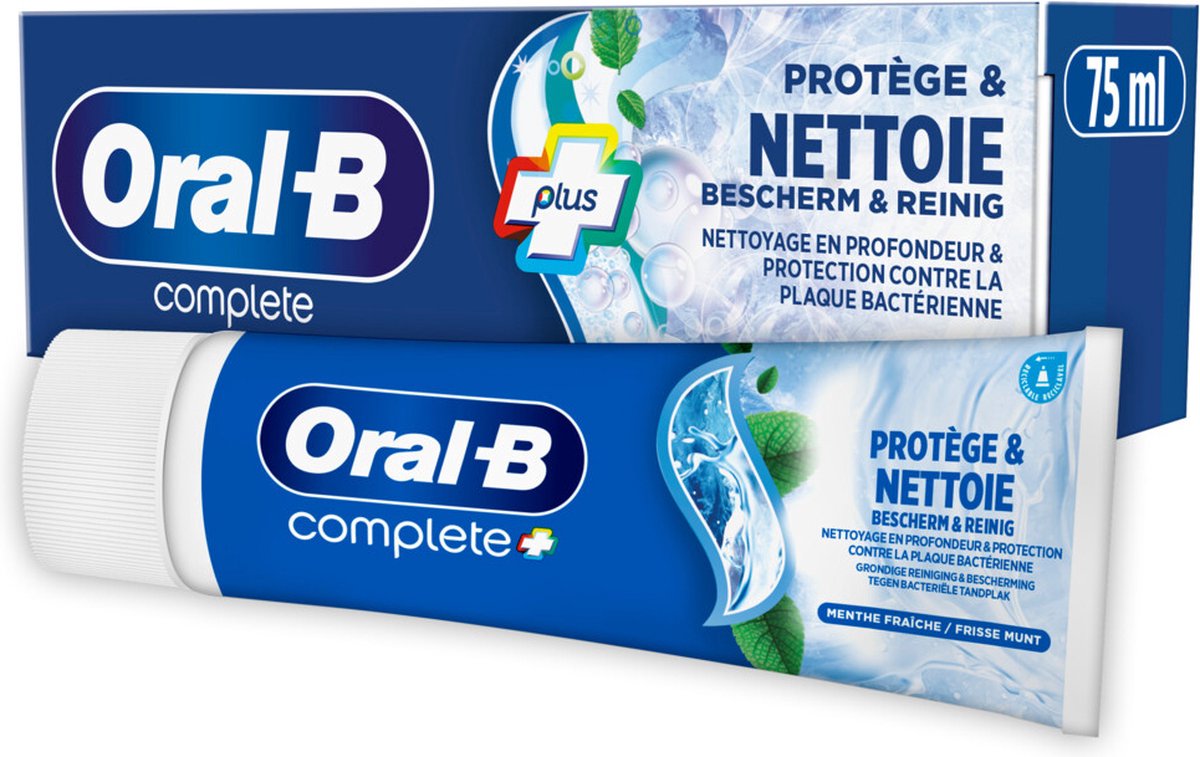 Oral-B Complete Protect & Clean Tandpasta - 12 x 75 ml Voordeelverpakking - Frisse Muntsmaak - Wittere Tanden