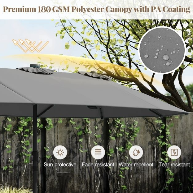 Coast LED-parasol met standaard – 260 x 250 cm – Grijs