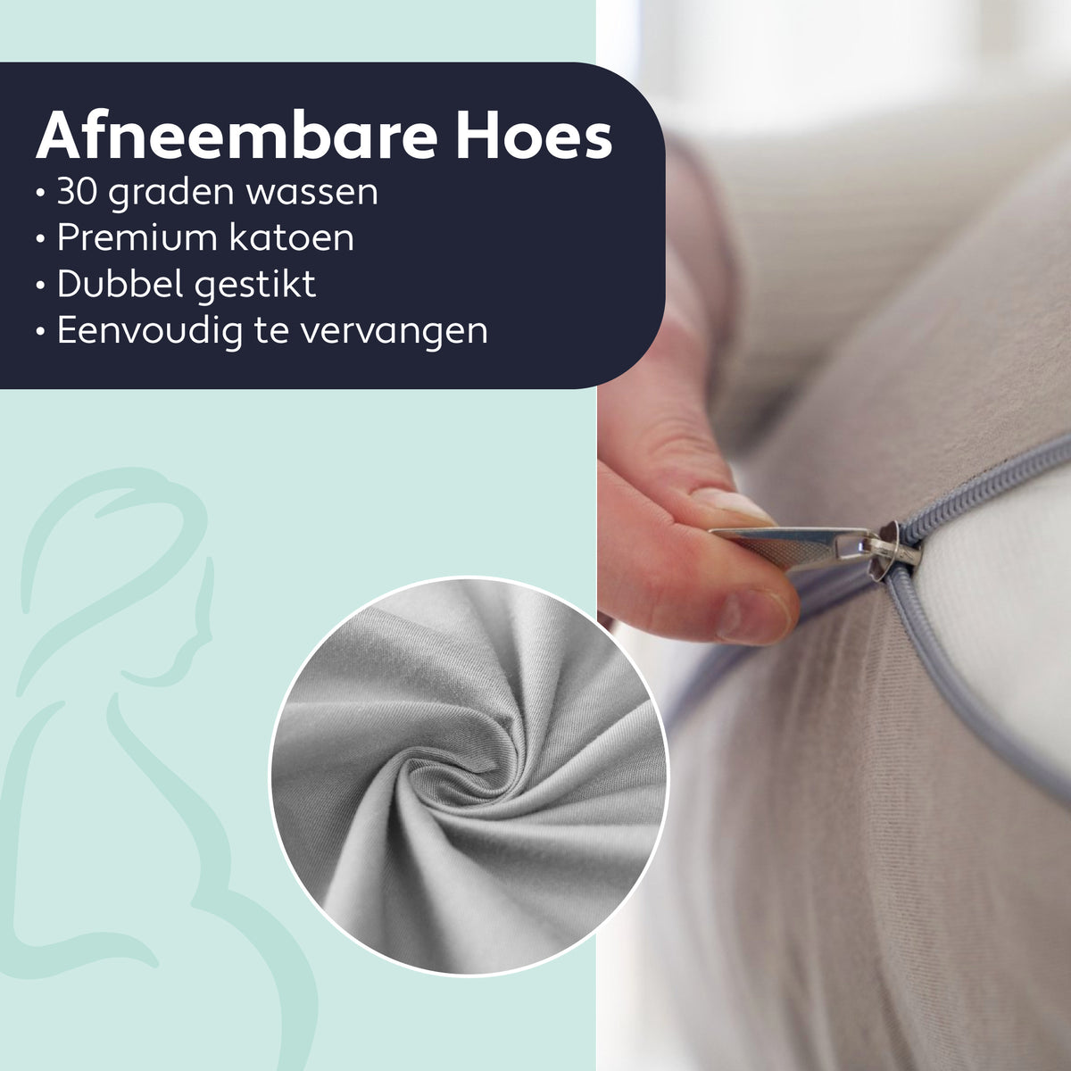 Litollo Zwangerschapskussen XXL - 280cm - Afneembare en Wasbare Hoes - Grijs
