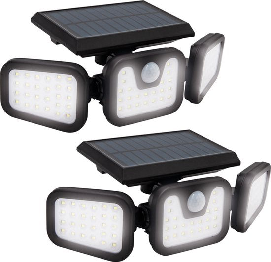 Media Shop Panta TrioSolar - Solar Buitenlamp met Sensor - 74 LED - 600 Lumen