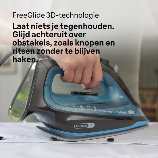 Braun TexStyle 5 SI5256BL - Stoomstrijkijzer - Glijdt Moeiteloos Achteruit - Zelfreinigend - Blauw
