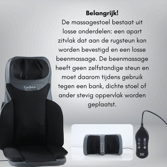 Caryota Shiatsu Massagestoel - Massage Apparaat - Massagekussen met Infrarood Warmte - 2-delig - Been