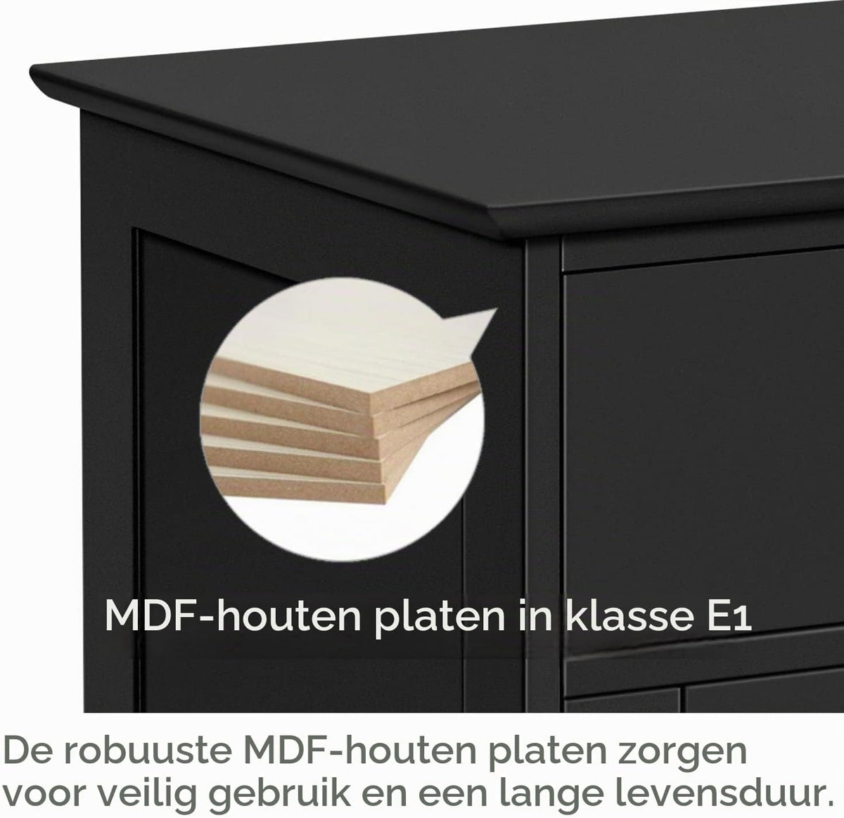 Yaheetech Nachtkastje - Zwart - 40 x 35 x 60 cm - Met Lade en Verstelbare Plank