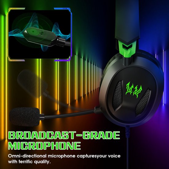 KOTION EACH G3100 Gaming Headset - Over-ear Koptelefoon met Microfoon - Geschikt voor Nintendo Switch,PS5, PS4, Xbox Series X|S, Xbox One, Mobile & PC - Zwart groen