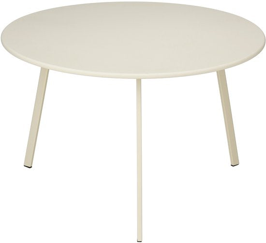 Mica Decorations Seatle Bijzettafel Rond voor Buiten - Koffietafel - Salontafel Buiten - Ook als Plantentafeltje of Plantenstandaard - Metaal - 38 x 61 cm - Creme