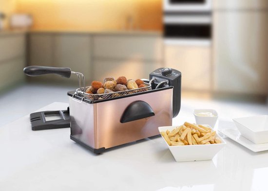 Bestron Frituurpan 3.5 liter - AF370CO - Friteuse 2000W - Kijkvenster - Koper