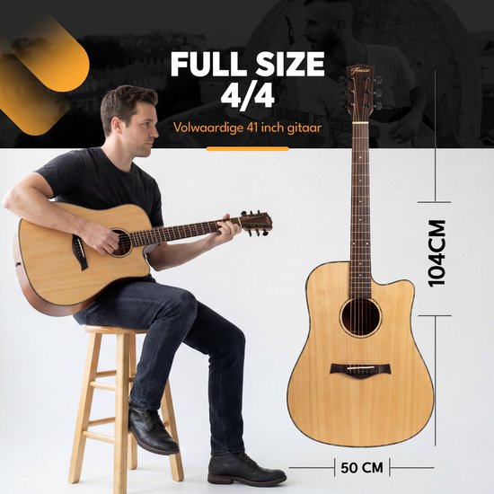 Finesse Elektrische Akoestische Gitaar met Versterker - met Videocursus - 4/4 41 inch - Accessoires - Volwassenen - Kind