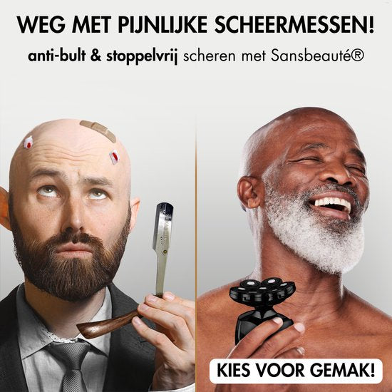 6-in-1 Scheerapparaat Mannen – Trimmer - Tondeuse - Sansbeauté® SkullSharp PRO - Electric Face & Head Shaver - Hoofd Kaal Scheren – Nat & Droog - Draadloos Opladen - Elektrisch