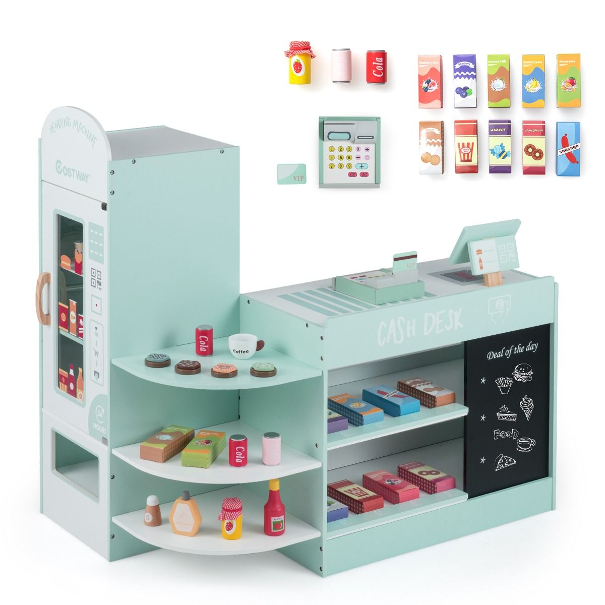 Coast Speelgoedwinkel voor kinderen - inclusief accessoires - kassa en automaat - groen