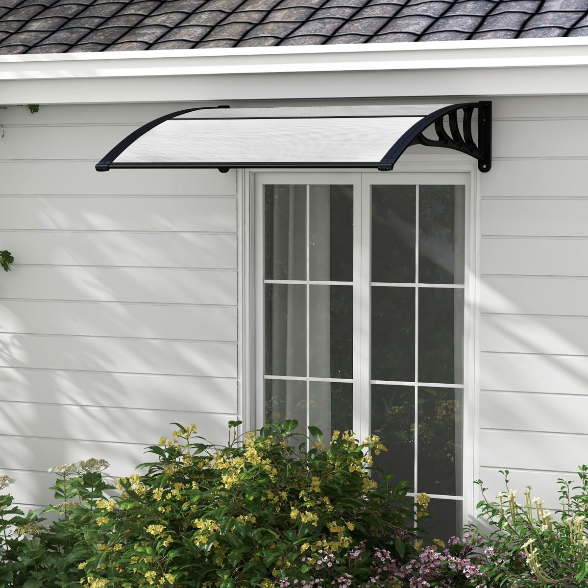 Coast Terrasdeurluifel - bescherming tegen zon en regen - polycarbonaat paneel - grijs - 102 x 99 cm