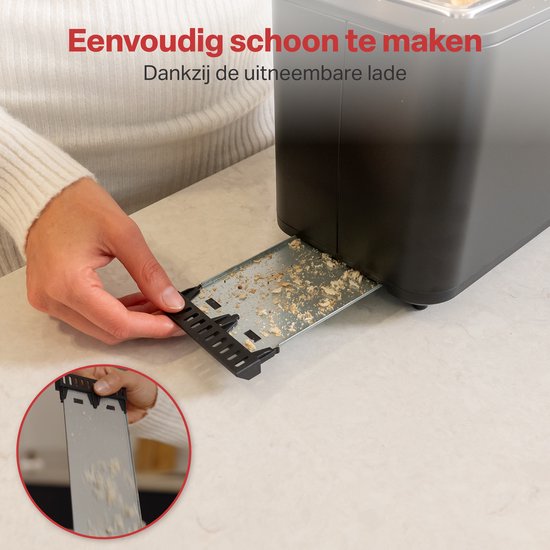 AoraKitchen Broodrooster met Tostiklemmen - 6 Warmteniveaus - Led Scherm - Toaster - Timer - Zwart