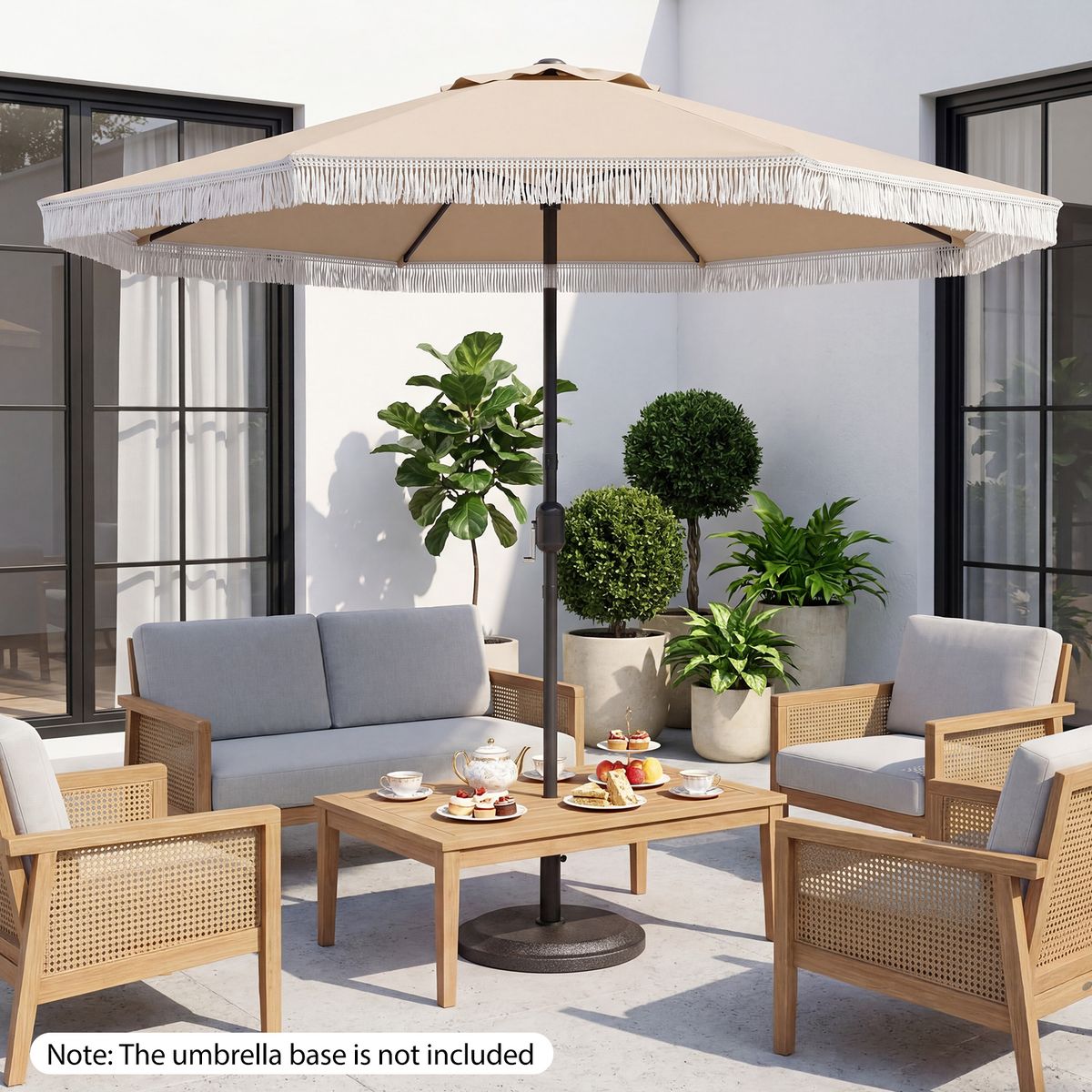 Coast parasol met slinger en kantelfunctie - 270 cm diameter - stevige metalen ribben - beige