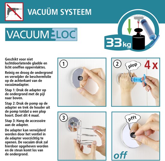 WENKO Vacuum-Loc Handdoekhaken 2 Stuks chroom - Wandhaak - Handdoekhouder - Handdoekhaakjes - Bevestigen zonder boren