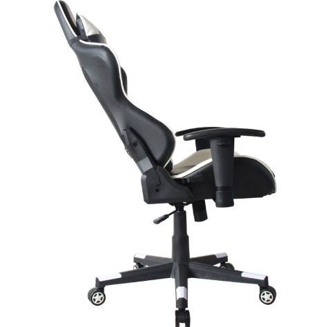VDD HUKY1010_WITZWART Gamingstoel - Verstelbare Rugleuning 180° - 360° Draaibaar - 120-130 cm - Zwart/Wit