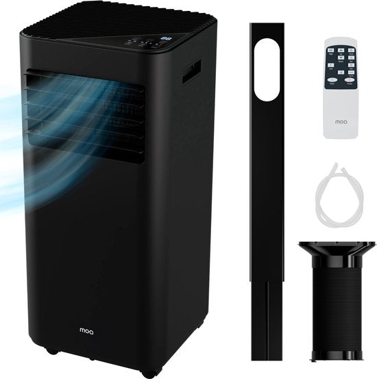 MOA Mobiele Airco - 9.000 BTU - 3-in-1 - Met Afstandbediening - Tot 30m² - Airconditioner met Ontvochtigingsfunctie - Raamafdichtingskit - Zwart