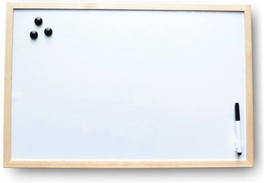 Whiteboard - Houten Omlijsting 60 x 80 Cm - met stift En Magneten