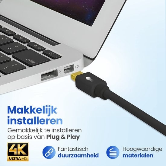 Garpex® Mini DisplayPort naar HDMI Kabel - Mini DP naar HDMI Kabel - HDMI Kabel - 4K 30Hz Ultra HD - Zwart - 1.8 meter
