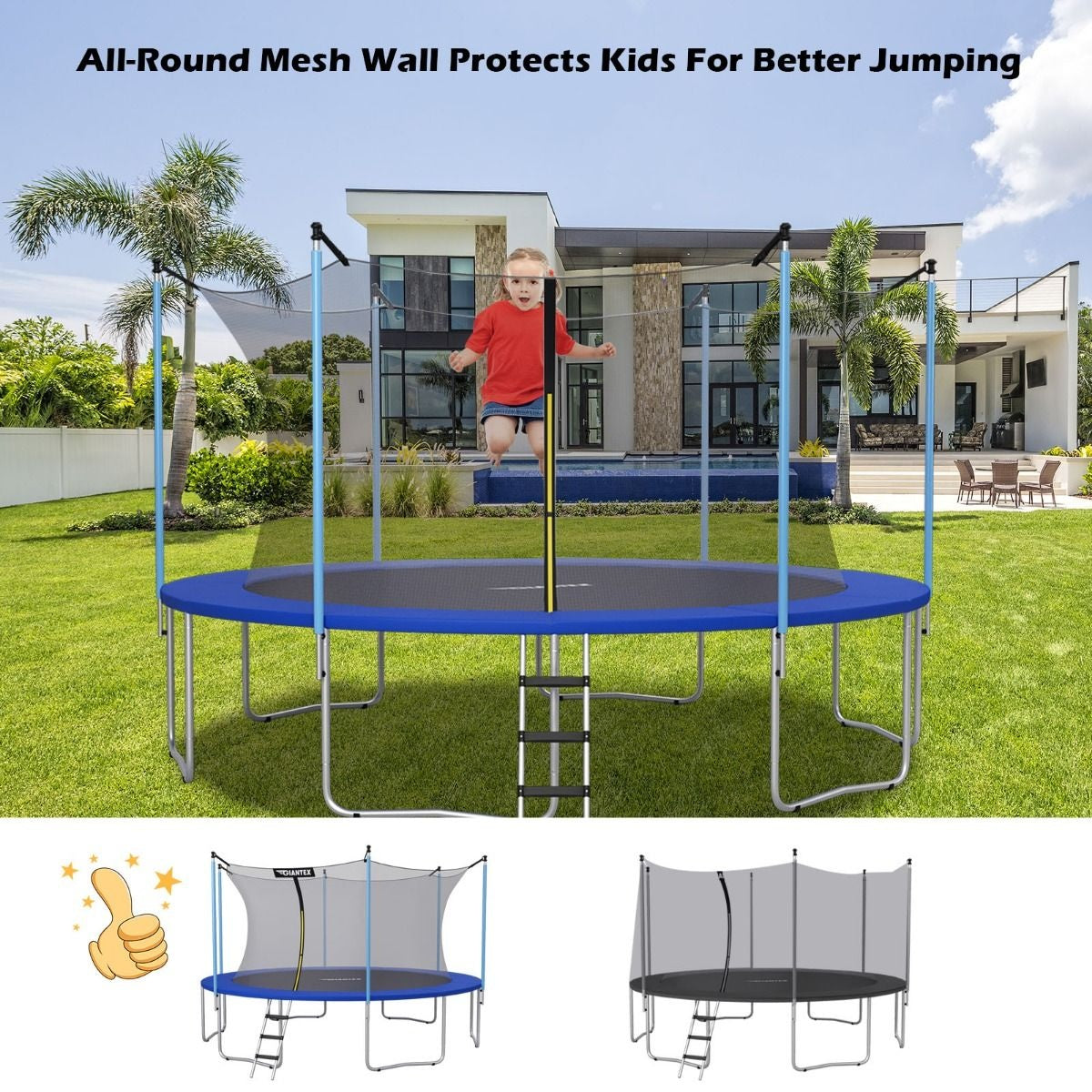 Coast Trampoline Veiligheidsnet - Zwart - Ø305 cm - 180 cm Hoog