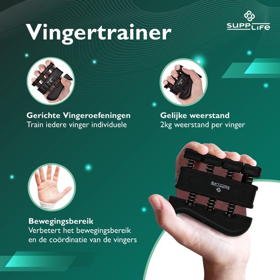 Supplife Handtrainer Set 5-delig – Verstelbare Handknijper met Teller – Grip Trainer & Gripbal - Vingertrainer – Anti RSI