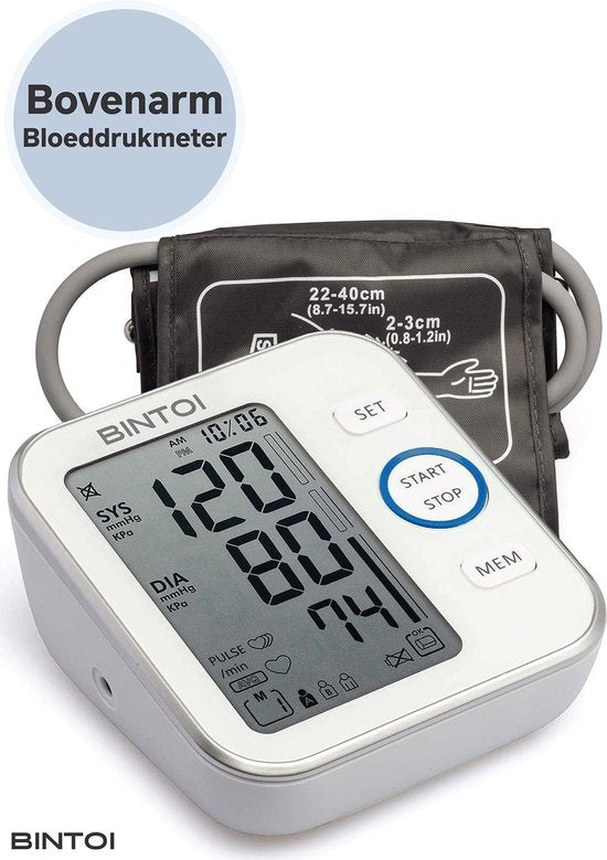 Bintoi BX200 Bloeddrukmeter Bovenarm – Hartslagmeter – 2 Gebruikers – Incl. Tas & Batterijen