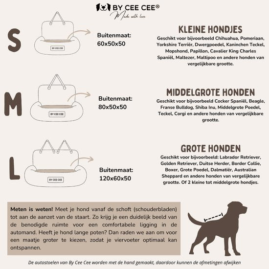 By Cee Cee Autostoel Hond - Premium Automand Hond - Hondenmand Auto Met Veiligheidsriempje - Hondenstoel - Autozitje - All Season - Grijs - Maat L - Grote Honden