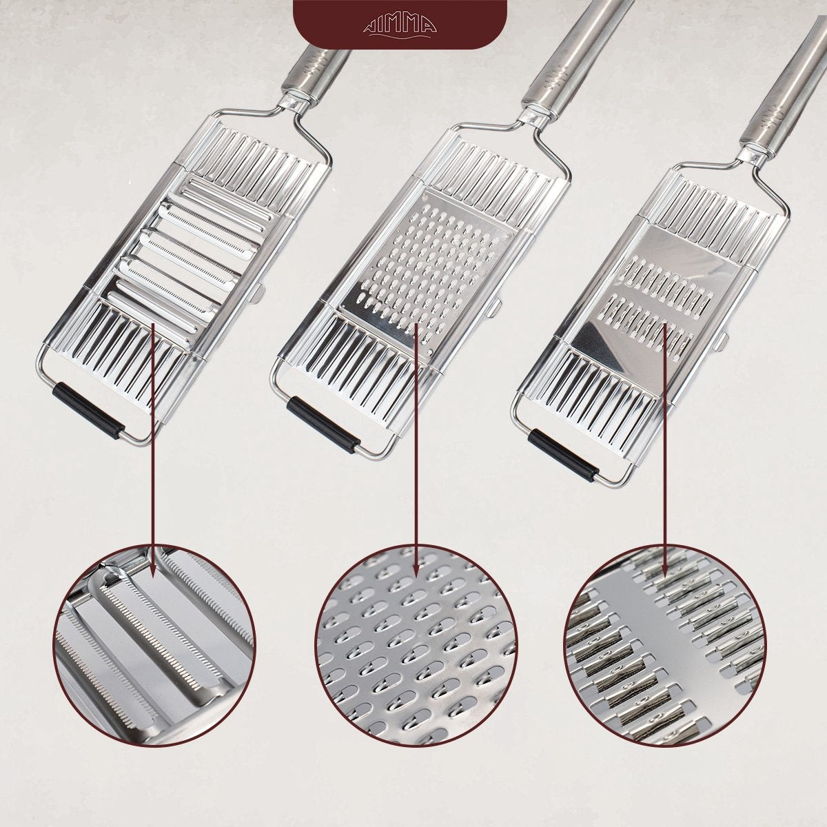 Nimma® Handrasp - 3-in-1 Rasp - Kaasrasp - Gemberrasp - Knoflookrasp - Groentesnijder - Mandoline Opzetstuk - Rvs Rasp