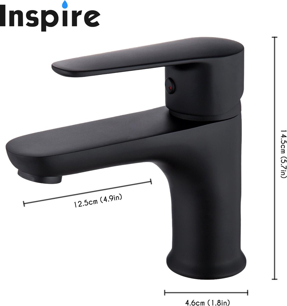 Inspire Badkamer Kraan Zwart inclusief aansluitingen - Wastafel kraan - Zwart Chroom