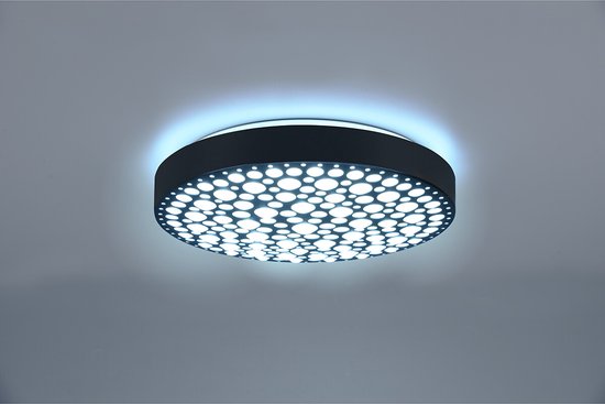 Reality - LED Plafondlamp - Plafondverlichting - 22W - Aanpasbare Kleur - RGB - Afstandsbediening - Dimbaar - Rond - Zwart - Kunststof
