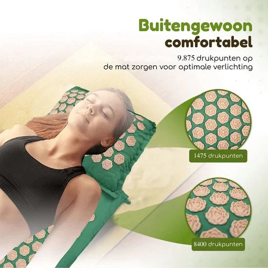 Amati Blue Lotus Spijkermat - Kussen - Massageroller/Bal - 120 x 45 cm - Grijs
