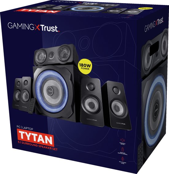 Trust GXT 658 Tytan - Gaming Speakerset - 5.1 Surround - 180W Piekvermogen - Zwart