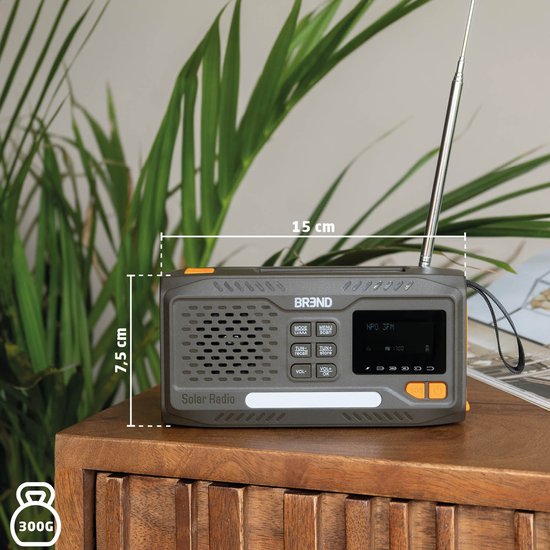BREND BR-2244 Noodradio met DAB en FM - Bluetooth Speaker - SOS-Alarm - Powerbank - LED-Zaklamp - USB-C - Oplaadbaar met Zonnepaneel en Zwengel