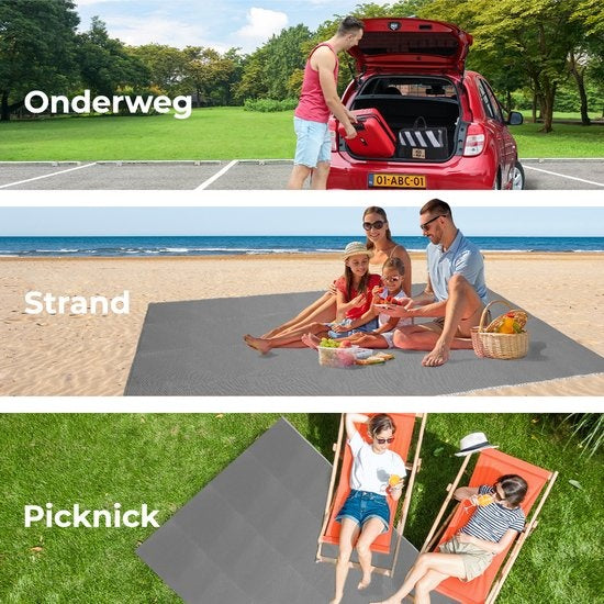 LifeGoods Buitenkleed - 152x230CM - Vloerkleed - Tuintapijt - Buitentapijt - Incl. Draagtas - Grijs