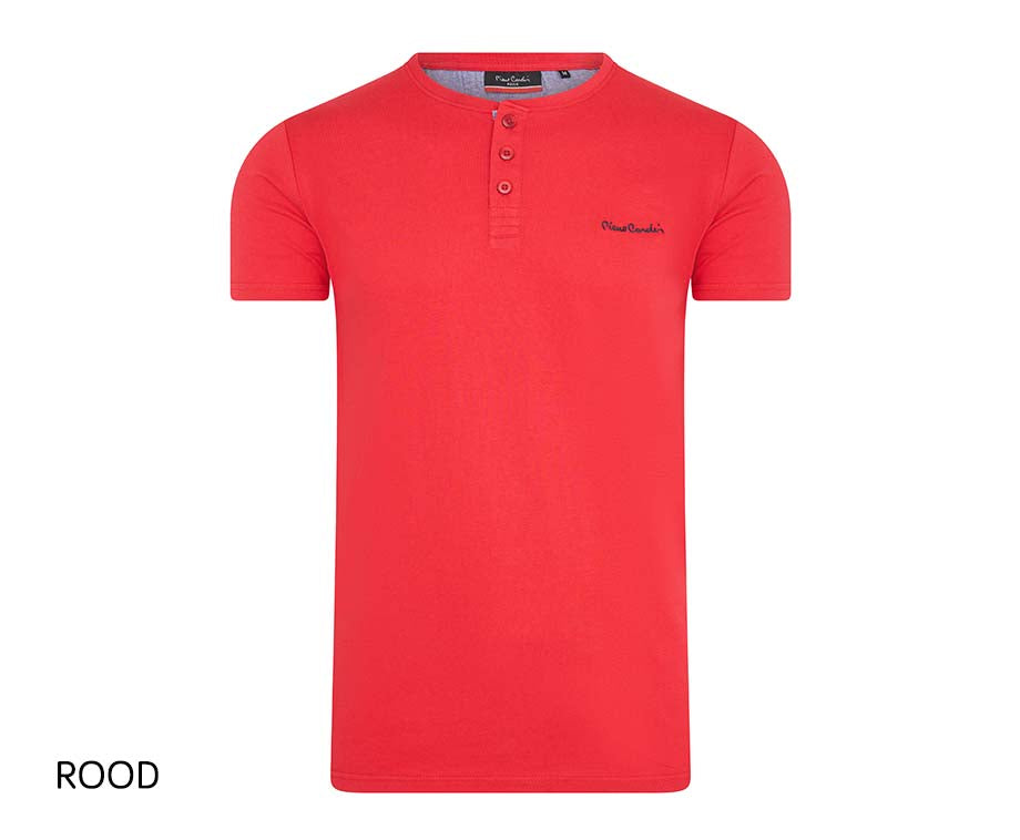 Pierre Cardin T-Shirt Met Knoopjes - Red - XL