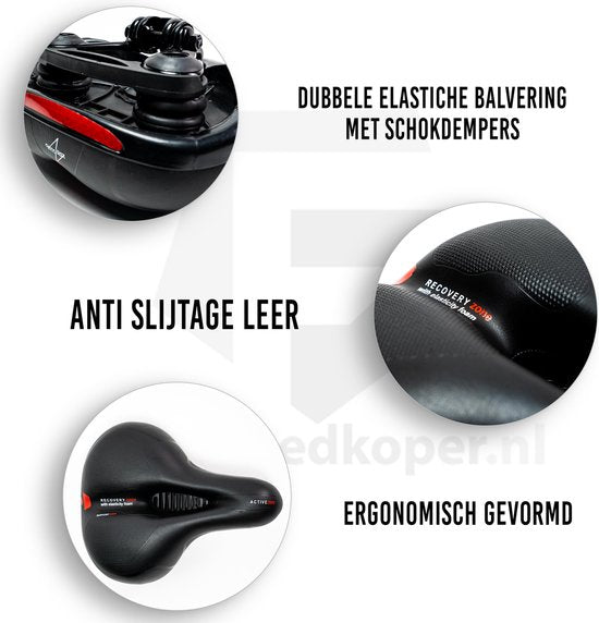 Voltano Fietszadel Met Gelpads - Zwart/Rood - Uitsparing - Zadelvering - Unisex - Inclusief Zadelstrop