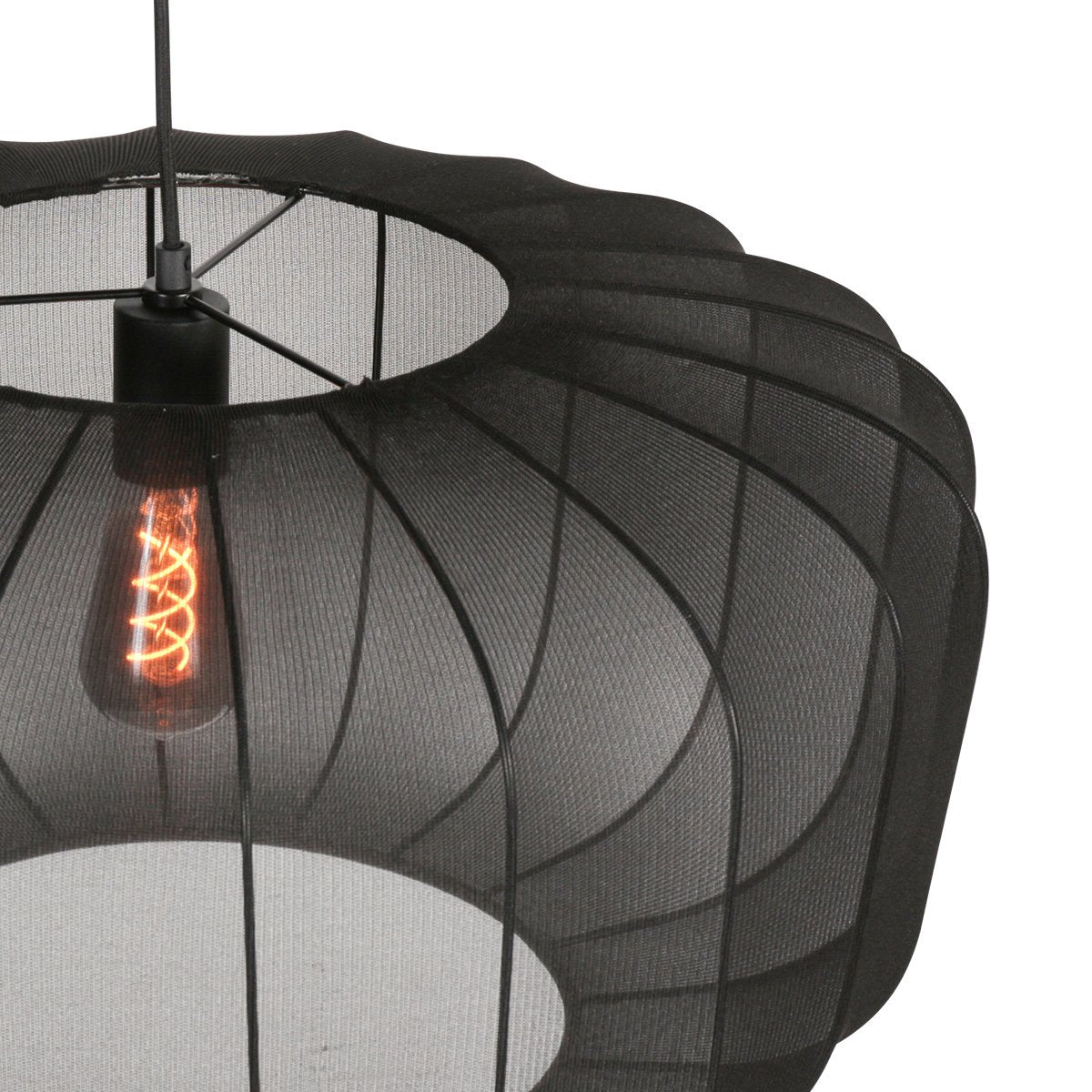 Anne Lighting - hanglamp - Sable - zwart - linnen metaal - Ø 60cm - E27 - 4193ZW