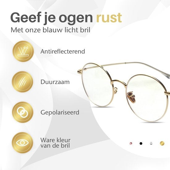 LC Eyewear Computerbril - Blauw Licht Bril - Blue Light Glasses - Beeldschermbril - Metaal - Unisex - Goud