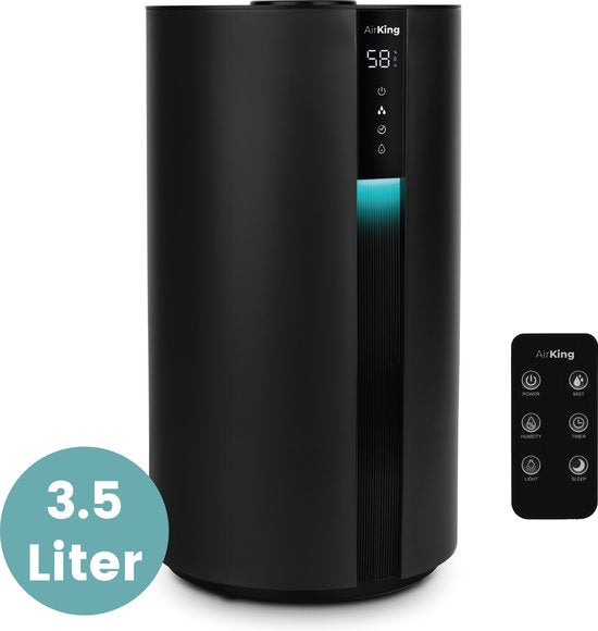AirKing Luchtbevochtiger - Zwart - Topfill - 3.5 Liter - Hygrometer - Aroma