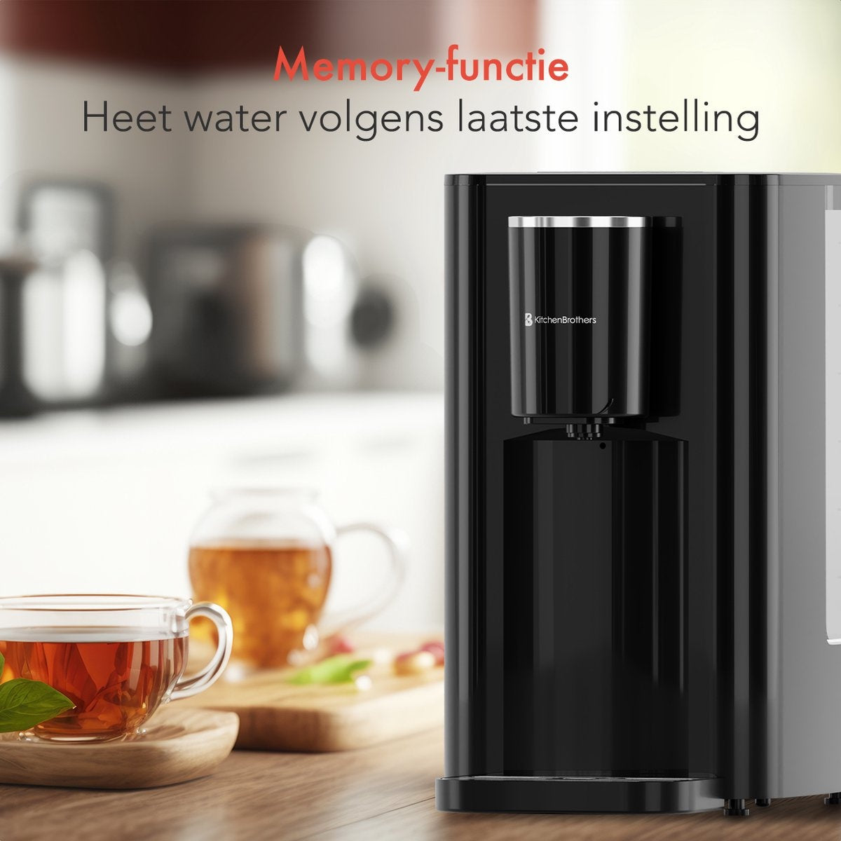 KitchenBrothers Heetwaterdispenser - 2,9L - Touch Display - Heetwatertap - 2600W - Zwart