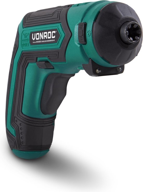 VONROC Accu Schroefmachine – 4V – Incl. bithouder, excentrisch en haaks opzetstuk, bitset & lader