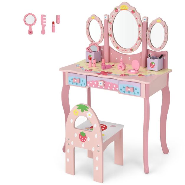 Coast Kinder Kaptafel - Drievoudige Spiegel - Roze