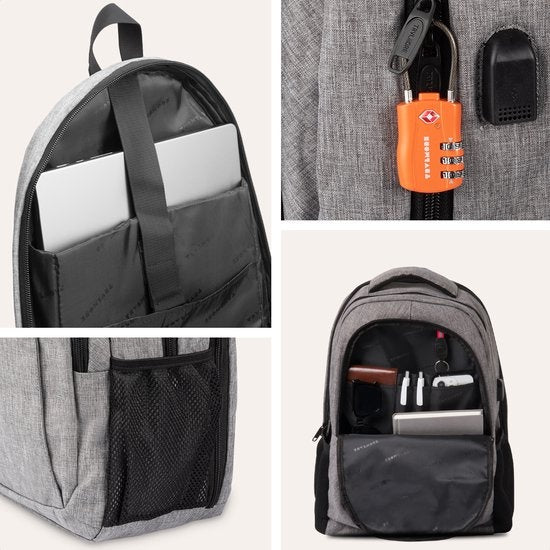 TRVLMORE Rugzak - 36L - 17 inch - Laptop Rugtas - Schooltas - Unisex - Spatwaterdicht Grijs